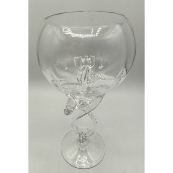 Elegant Hand-Blown Twisted Stem Clear Glass Goblet or Centerpiece - Picture 2 of 3